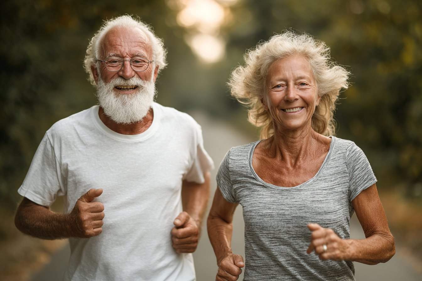 Група старших людей займається фітнесом на природі
